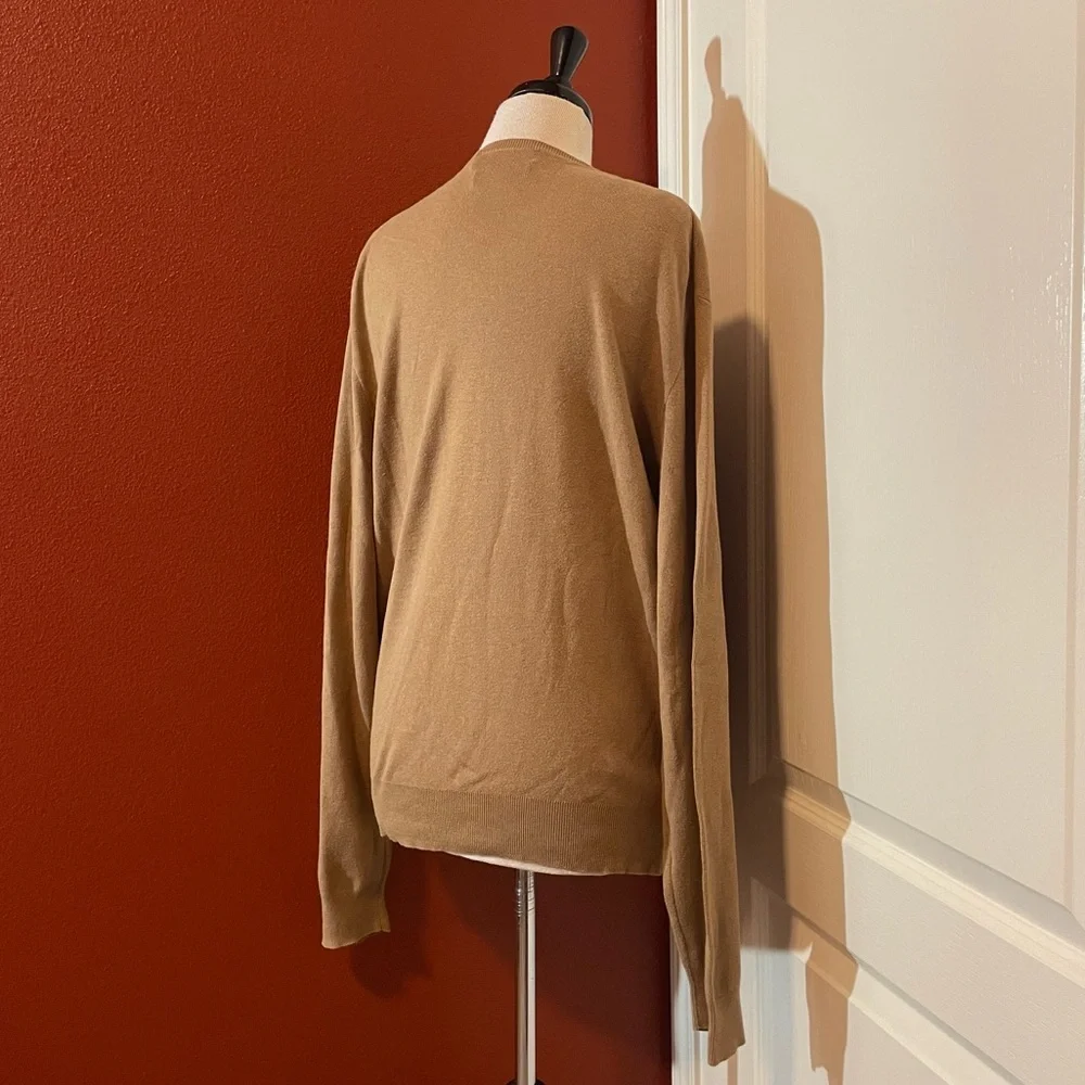 Polo‎ Ralph Lauren Men’s Vintage Pima Cotton V Neck Preppy Brown Slouchy Sweater